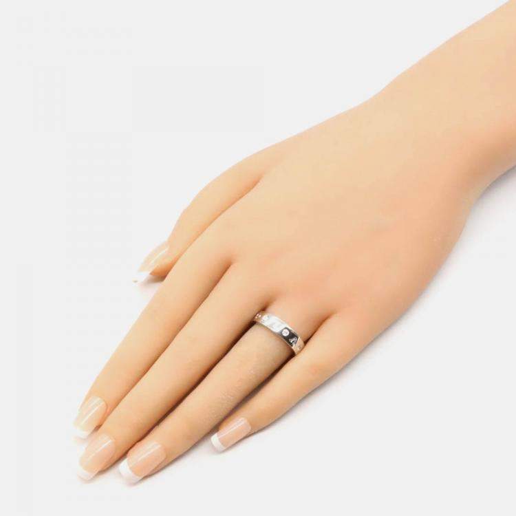 Pre Owned Bvlgari 18K White Gold and Diamond Band Ring EU 53