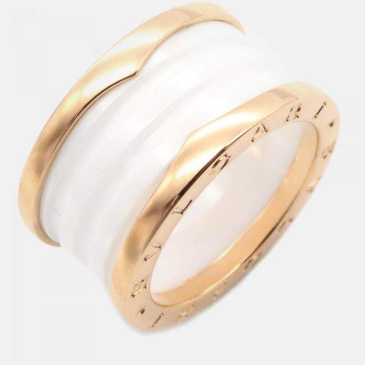 Pre Owned Bvlgari B.Zero1 18K Rose Gold and Ceramic Band Ring EU 54