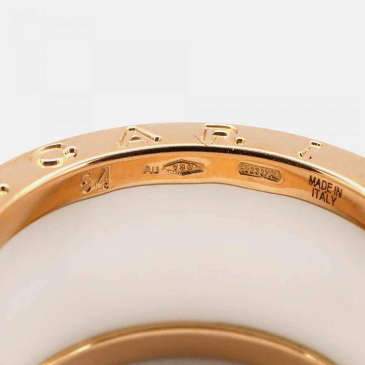 Pre Owned Bvlgari B.Zero1 18K Rose Gold and Ceramic Band Ring EU 54