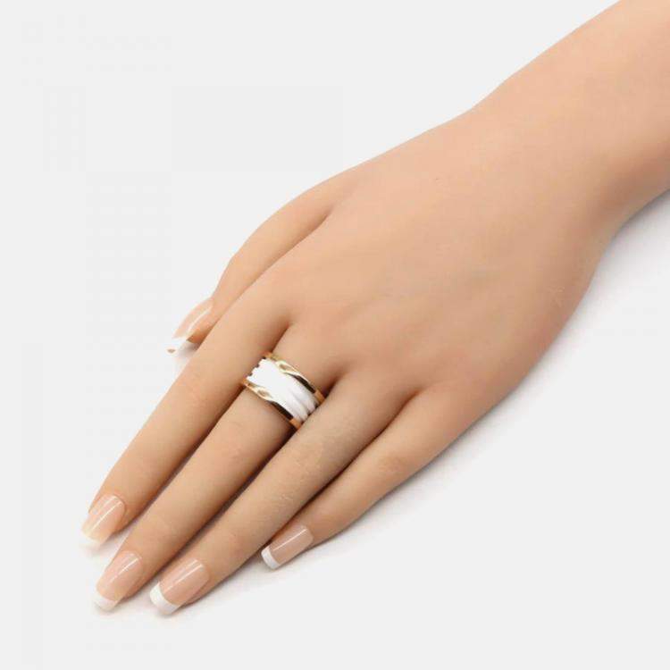 Pre Owned Bvlgari B.Zero1 18K Rose Gold and Ceramic Band Ring EU 54