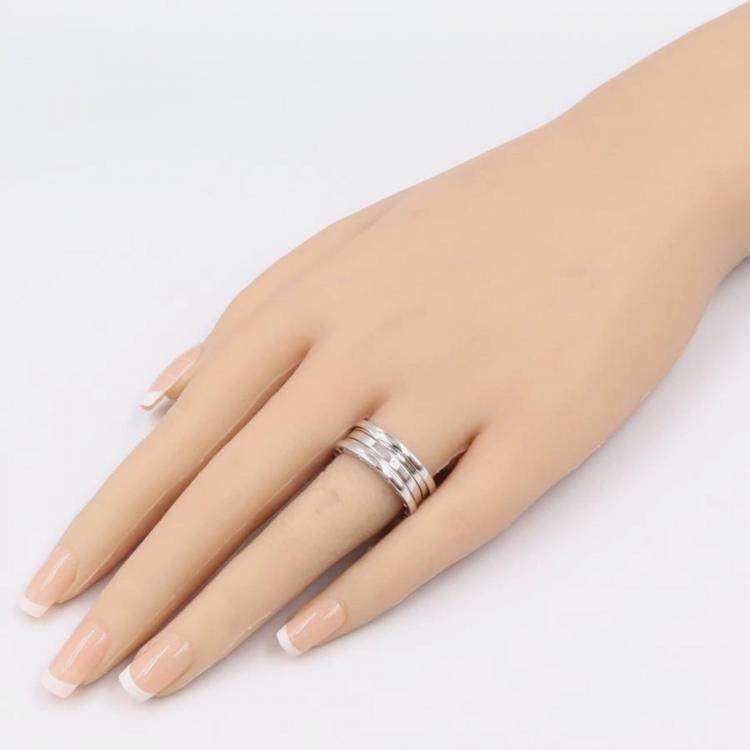 Pre Owned Bvlgari B.Zero1 18K White Gold Band Ring EU 55