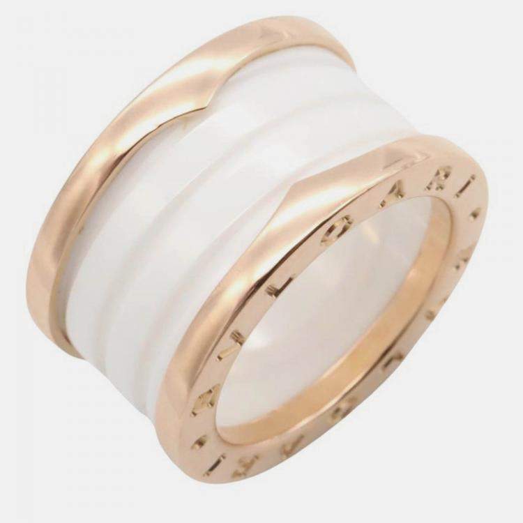 Pre Owned Bvlgari B.Zero1 18K Rose Gold and Ceramic Band Ring EU 51