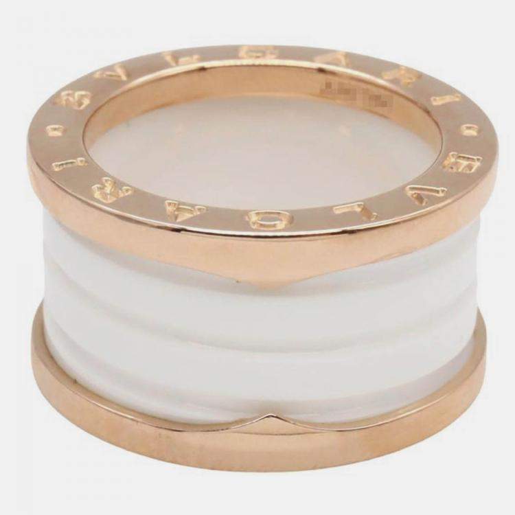 Pre Owned Bvlgari B.Zero1 18K Rose Gold and Ceramic Band Ring EU 51