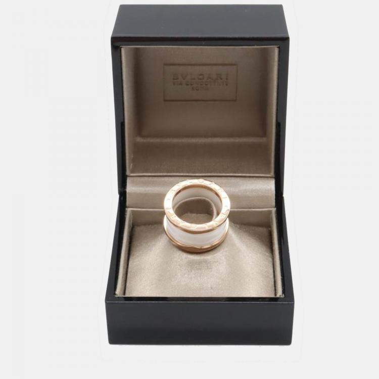 Pre Owned Bvlgari B.Zero1 18K Rose Gold and Ceramic Band Ring EU 51