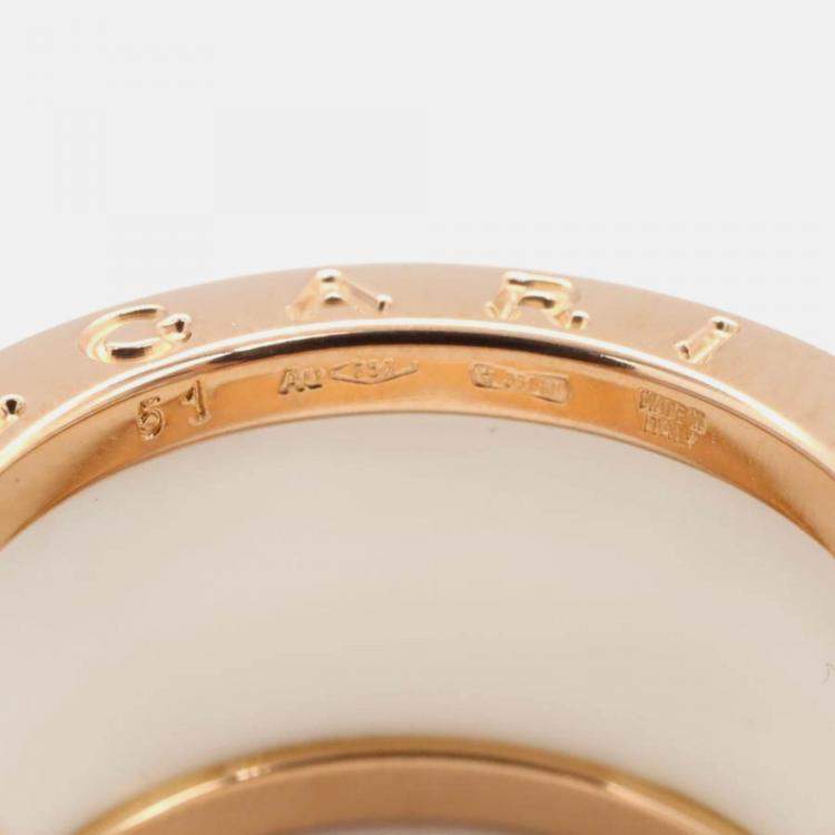 Pre Owned Bvlgari B.Zero1 18K Rose Gold and Ceramic Band Ring EU 51