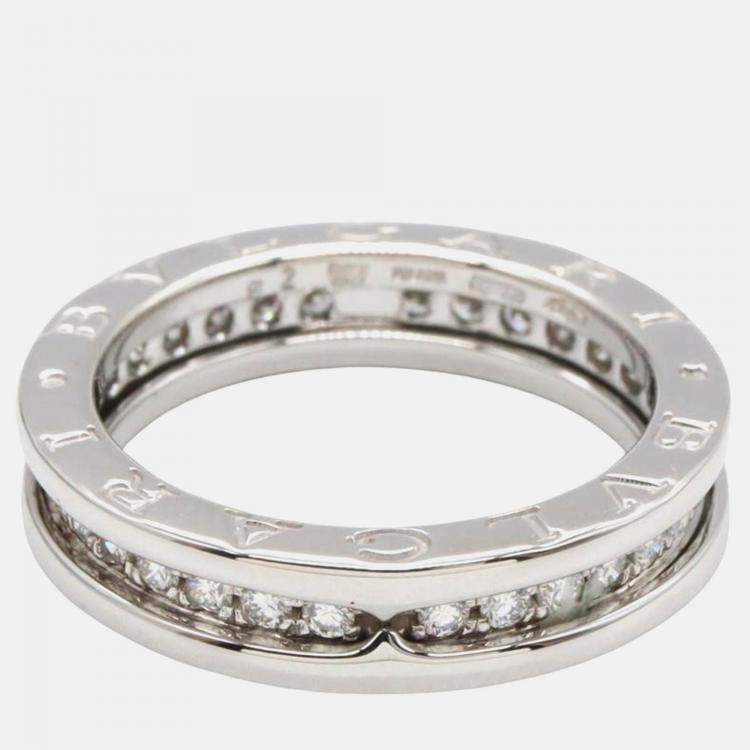 Pre Owned Bvlgari B.Zero1 18K White Gold and Diamond Band Ring EU 52