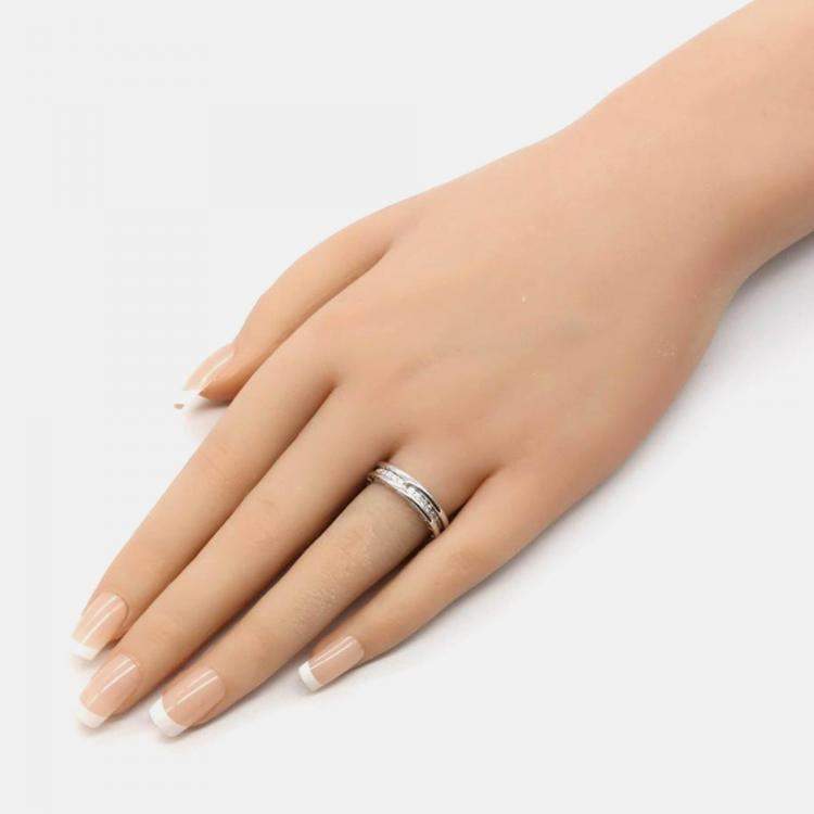 Pre Owned Bvlgari B.Zero1 18K White Gold and Diamond Band Ring EU 52