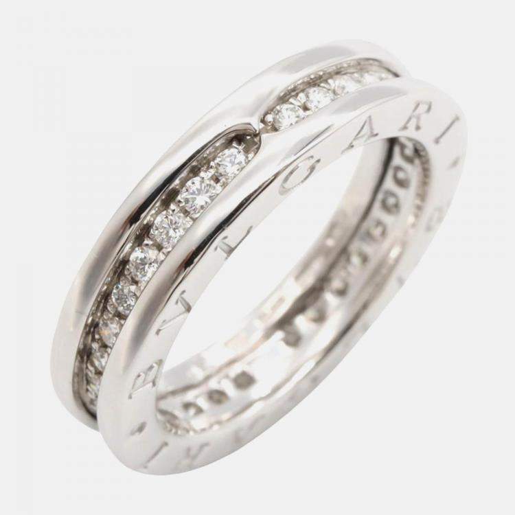 Pre Owned Bvlgari B.Zero1 18K White Gold and Diamond Band Ring EU 52