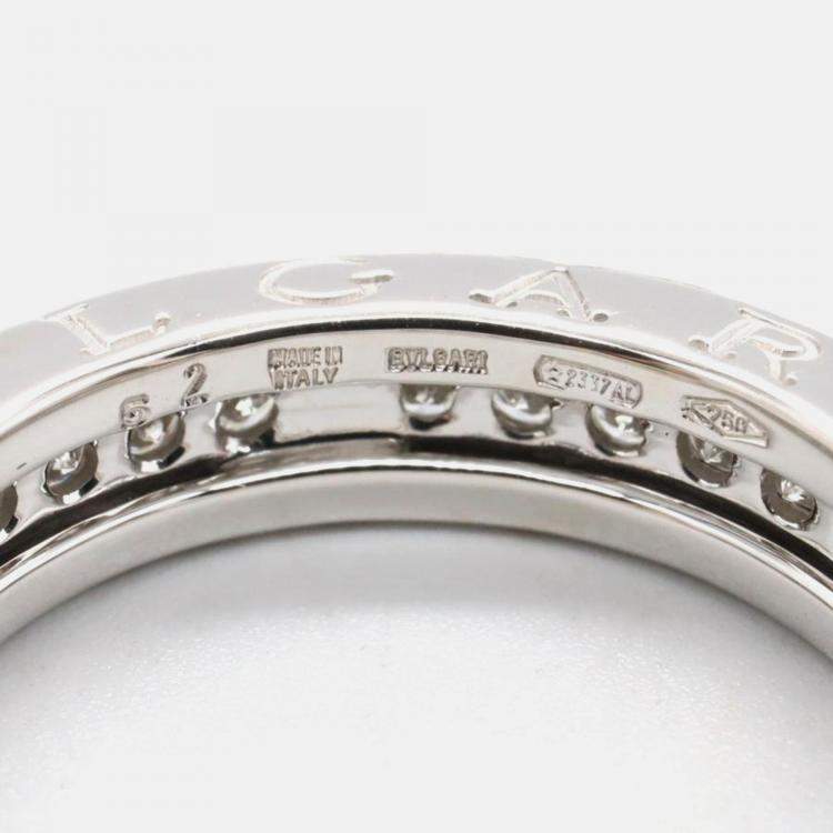 Pre Owned Bvlgari B.Zero1 18K White Gold and Diamond Band Ring EU 52