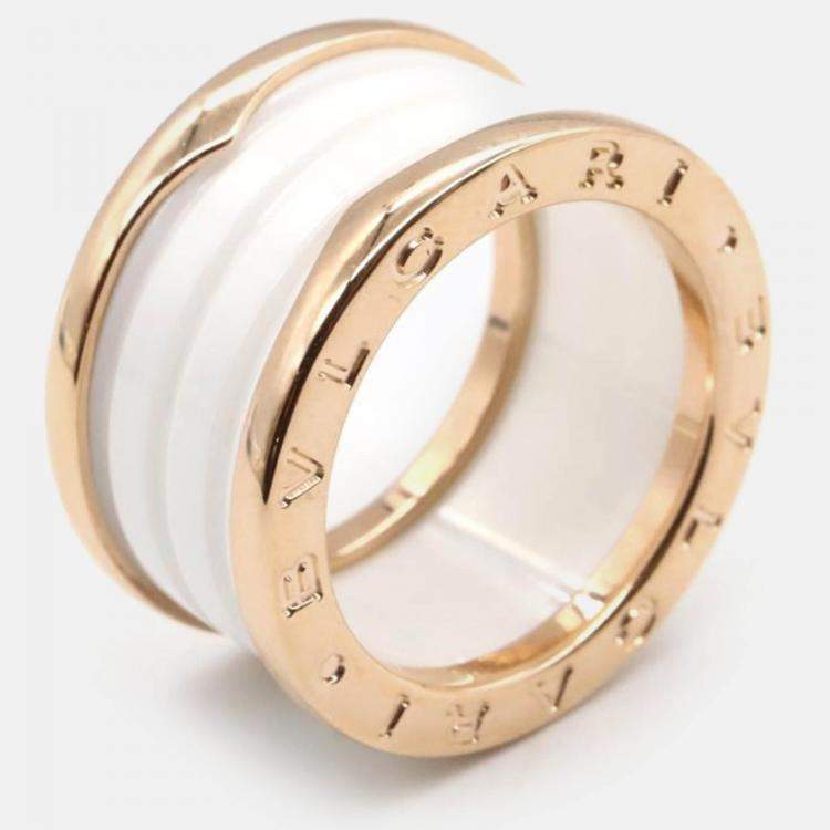 Pre Owned Bvlgari B.Zero1 18K Rose Gold and Ceramic Band Ring EU 53
