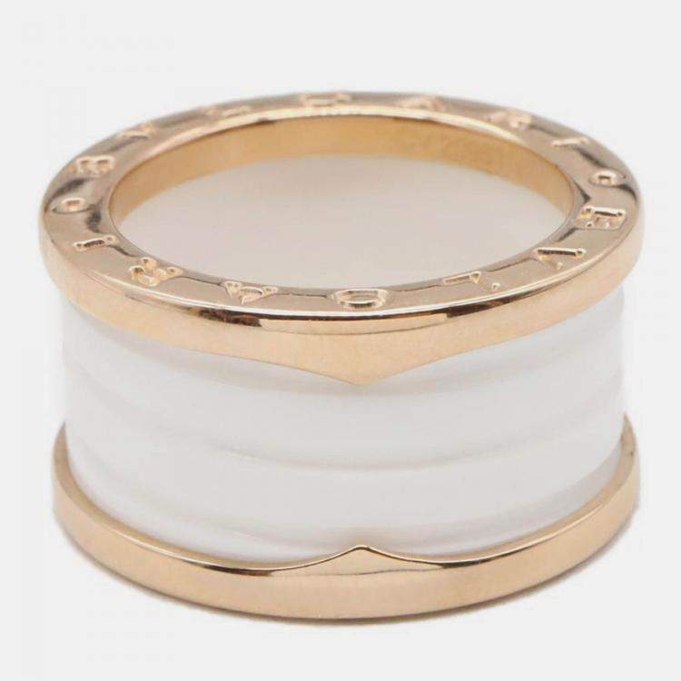 Pre Owned Bvlgari B.Zero1 18K Rose Gold and Ceramic Band Ring EU 53