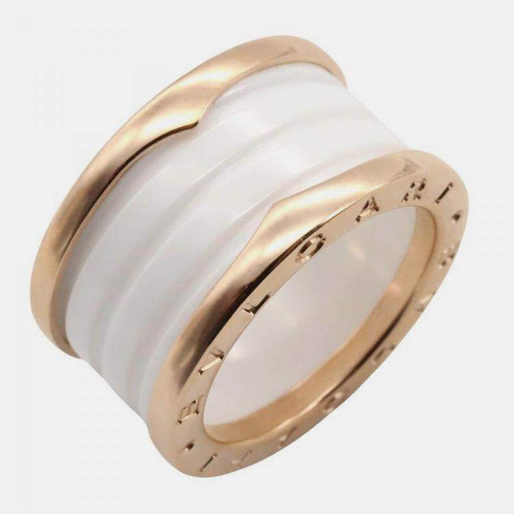 Pre Owned Bvlgari B.Zero1 18K Rose Gold and Ceramic Band Ring EU 53