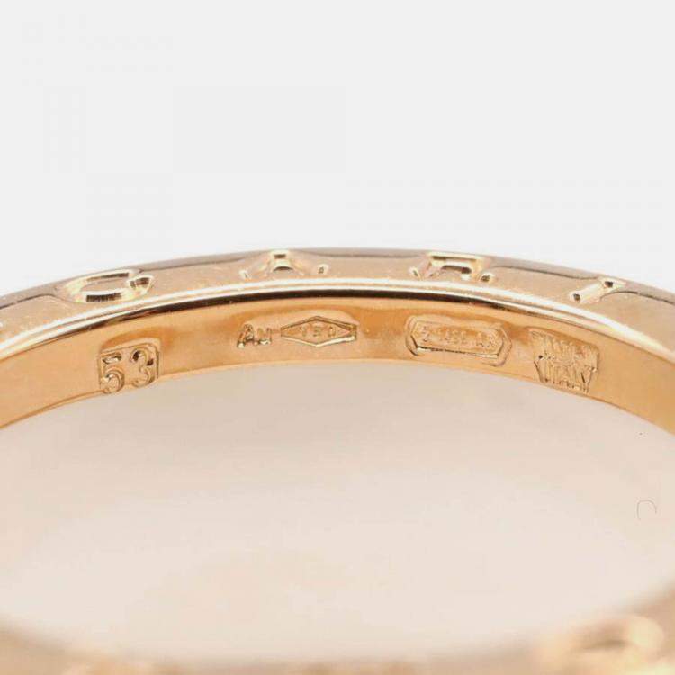 Pre Owned Bvlgari B.Zero1 18K Rose Gold and Ceramic Band Ring EU 53