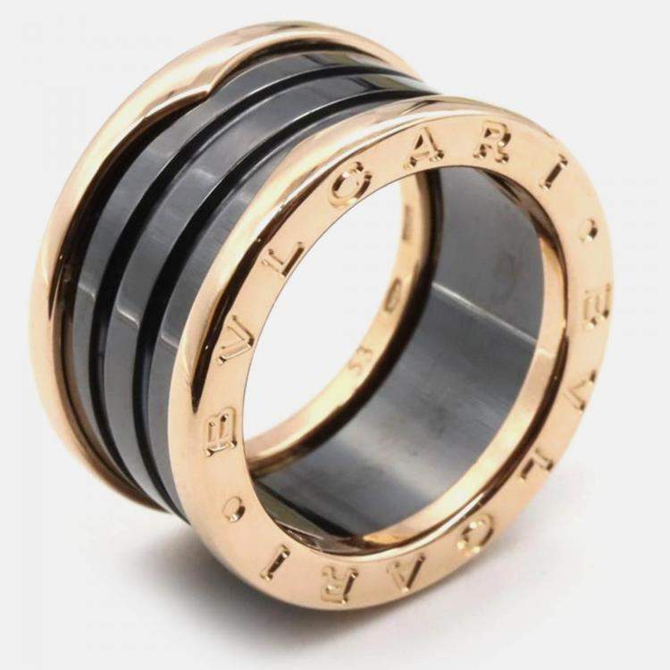 Pre Owned Bvlgari B.Zero1 18K Rose Gold and Ceramic Band Ring EU 53