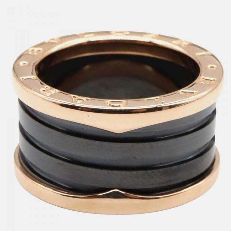 Pre Owned Bvlgari B.Zero1 18K Rose Gold and Ceramic Band Ring EU 53