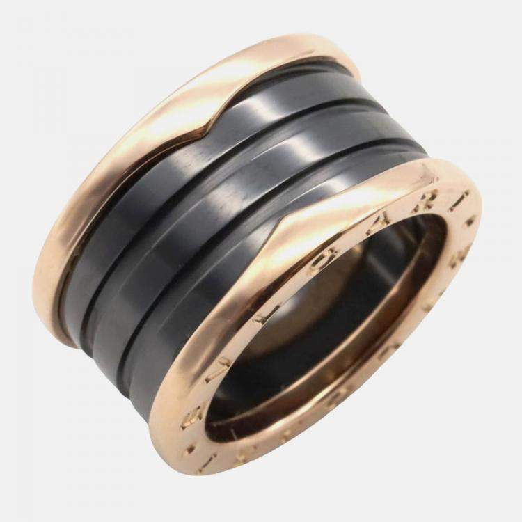 Pre Owned Bvlgari B.Zero1 18K Rose Gold and Ceramic Band Ring EU 53