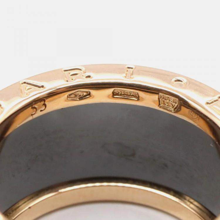 Pre Owned Bvlgari B.Zero1 18K Rose Gold and Ceramic Band Ring EU 53