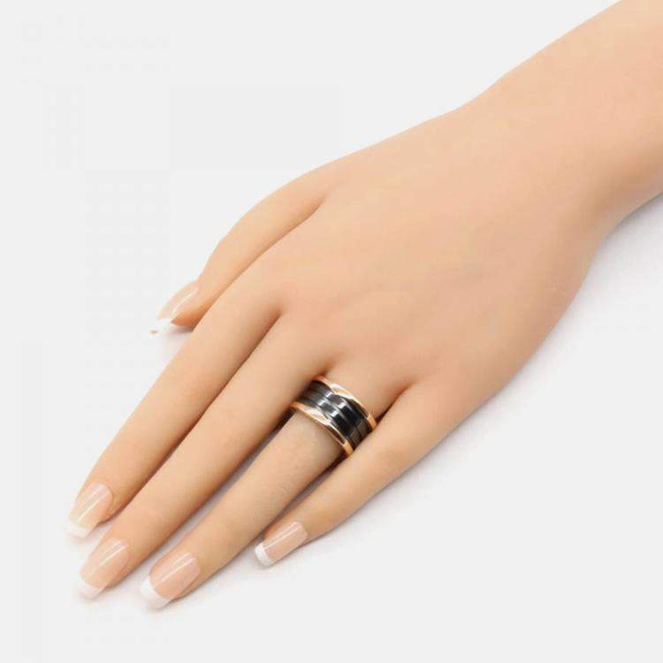 Pre Owned Bvlgari B.Zero1 18K Rose Gold and Ceramic Band Ring EU 53