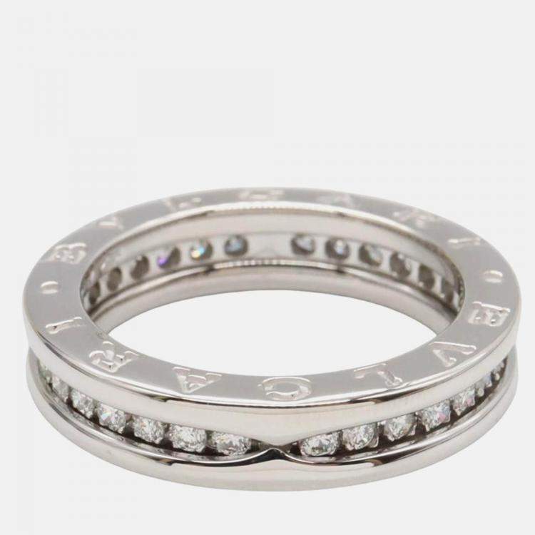 Pre Owned Bvlgari B.Zero1 18K White Gold and Diamond Band Ring EU 52