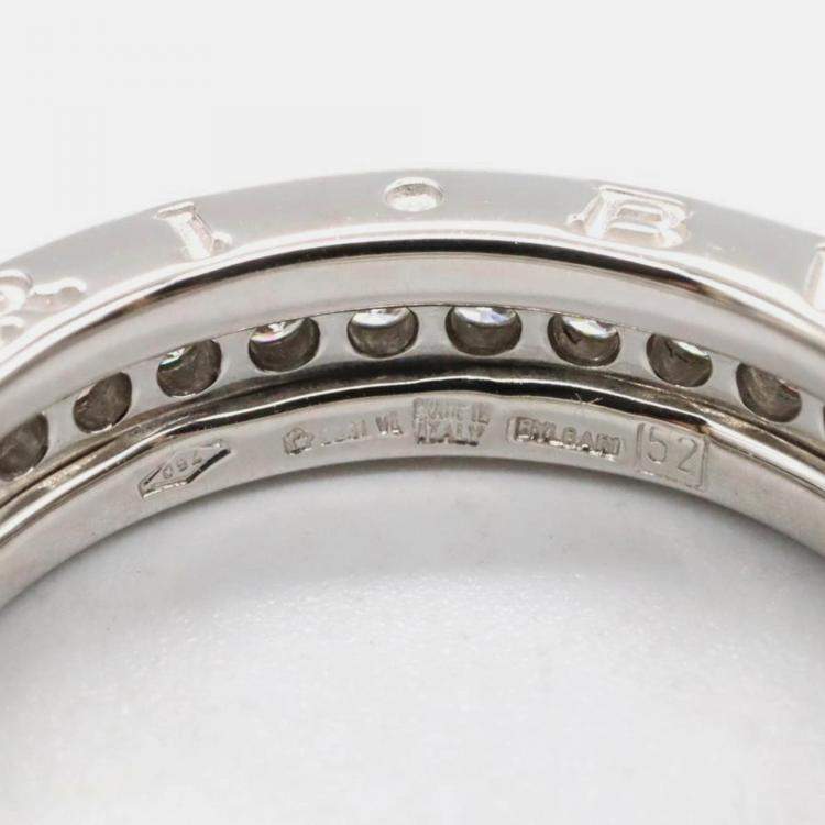 Pre Owned Bvlgari B.Zero1 18K White Gold and Diamond Band Ring EU 52