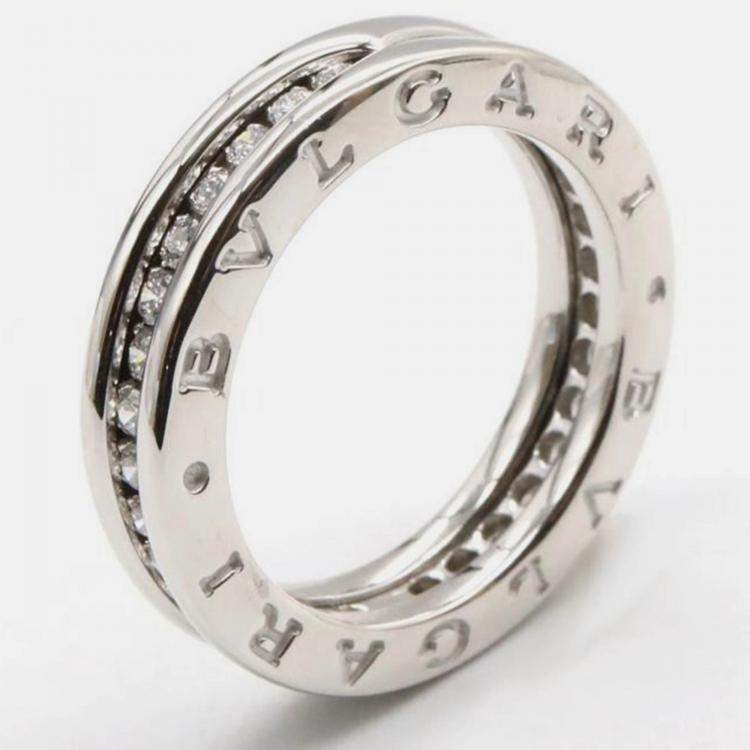 Pre Owned Bvlgari B.Zero1 18K White Gold and Diamond Band Ring EU 52