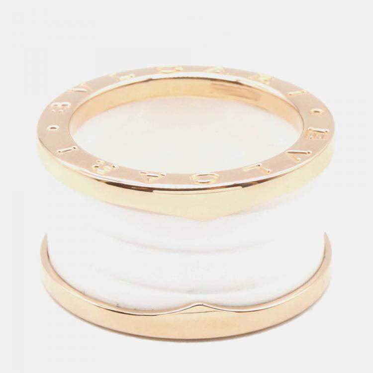 Pre Owned Bvlgari B.Zero1 4-Band 18K Rose Gold, Ceramic Ring EU 52
