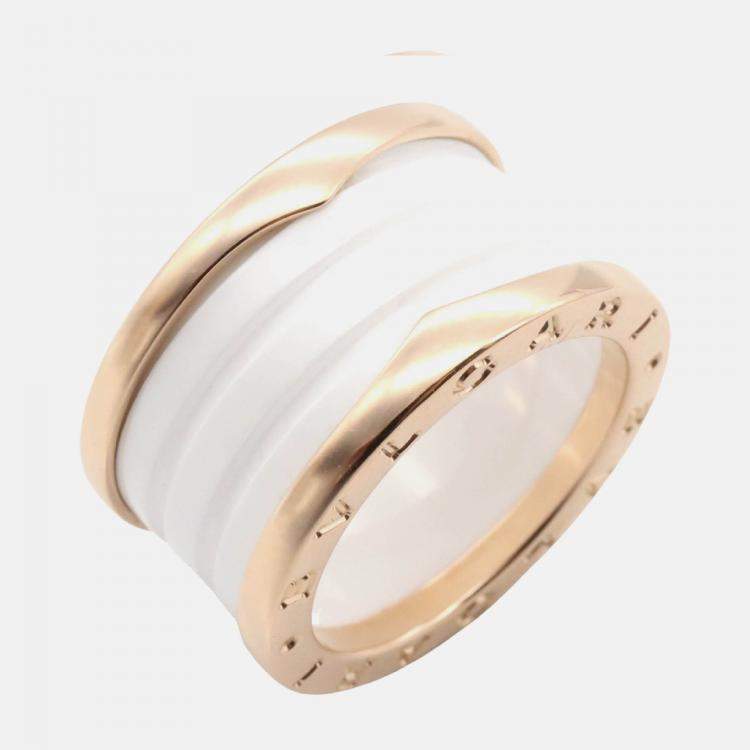 Pre Owned Bvlgari B.Zero1 4-Band 18K Rose Gold, Ceramic Ring EU 52