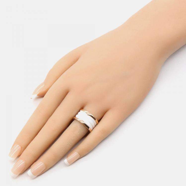 Pre Owned Bvlgari B.Zero1 4-Band 18K Rose Gold, Ceramic Ring EU 52