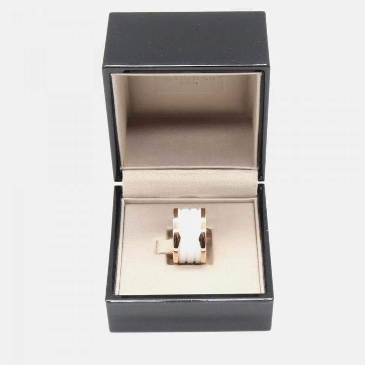Pre Owned Bvlgari B.Zero1 4-Band 18K Rose Gold, Ceramic Ring EU 52
