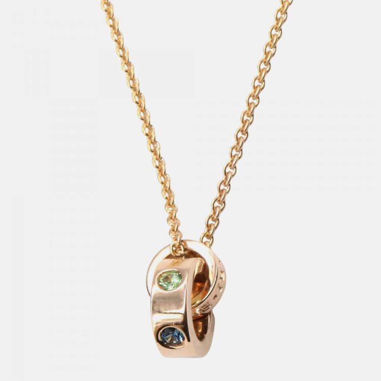 Pre Owned Bvlgari Roman Sorbets 18K Rose Gold Amethyst and Pink Tourmalines Pendant Necklace