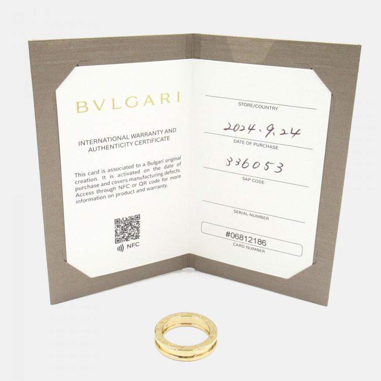 Pre Owned Bvlgari B.Zero1 1-Band 18K Yellow Gold Ring EU 54