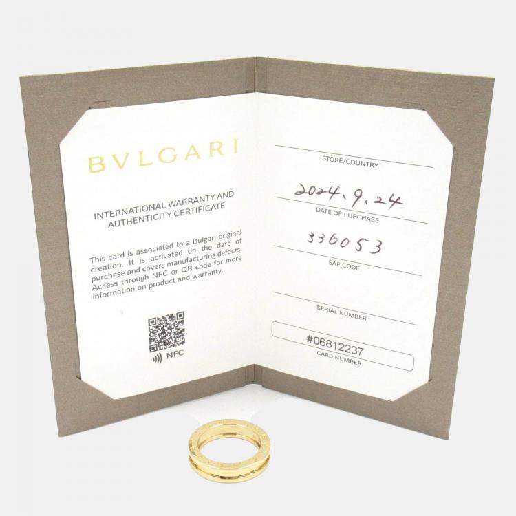 Pre Owned Bvlgari B.Zero1 1-Band 18K Yellow Gold Ring EU 54