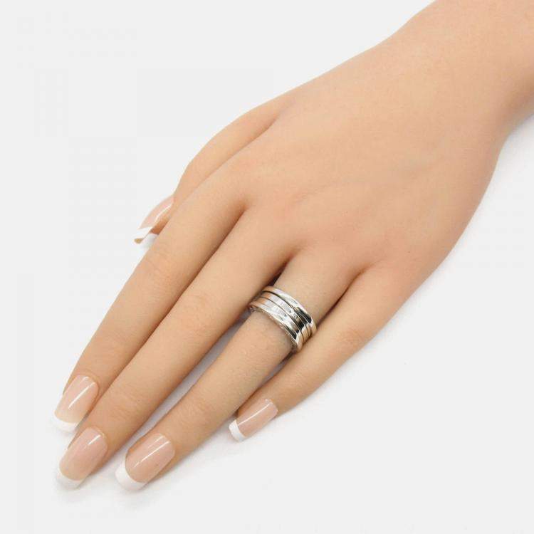 Pre Owned Bvlgari B.Zero1 18K White Gold Ring EU 49