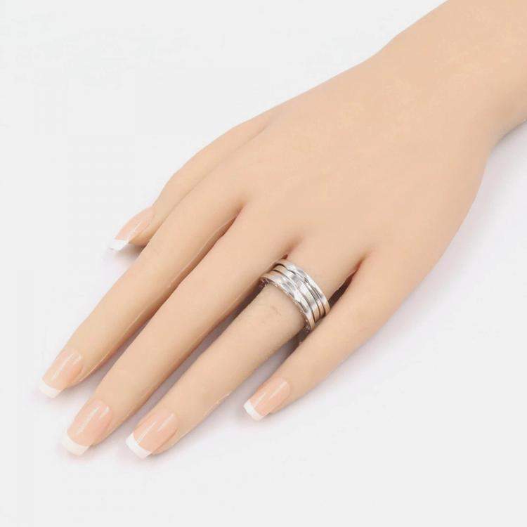 Pre Owned Bvlgari B.Zero1 3-Band White Gold Ring EU 56