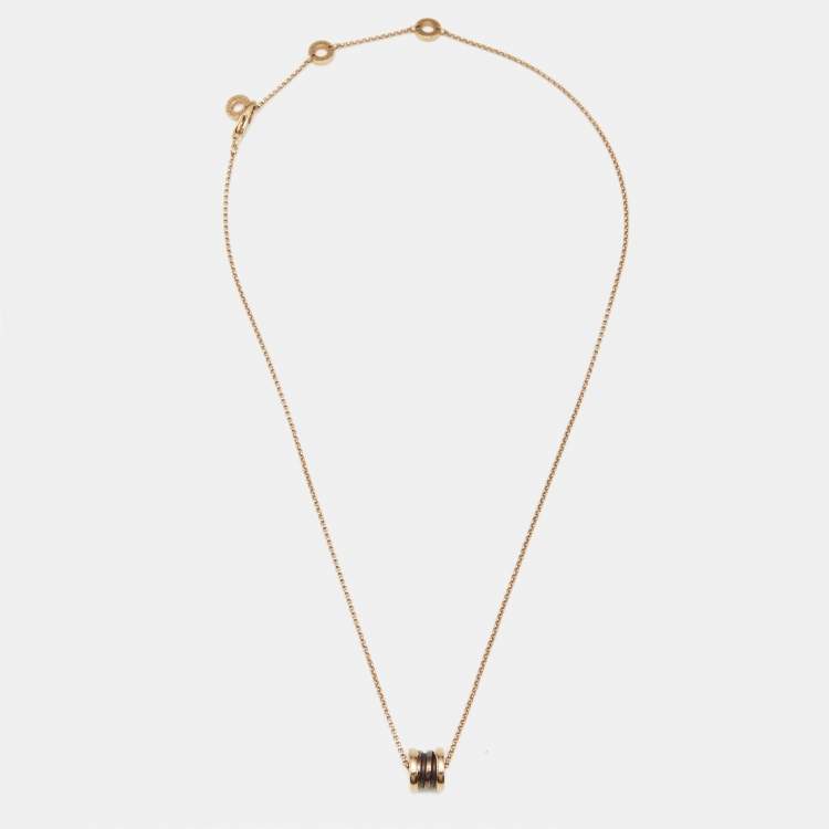 Pre Owned Bvlgari B.Zero1 Mini Fancy Cermet 18K Rose Gold Pendant Necklace