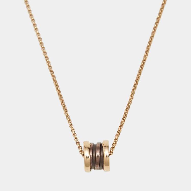 Pre Owned Bvlgari B.Zero1 Mini Fancy Cermet 18K Rose Gold Pendant Necklace