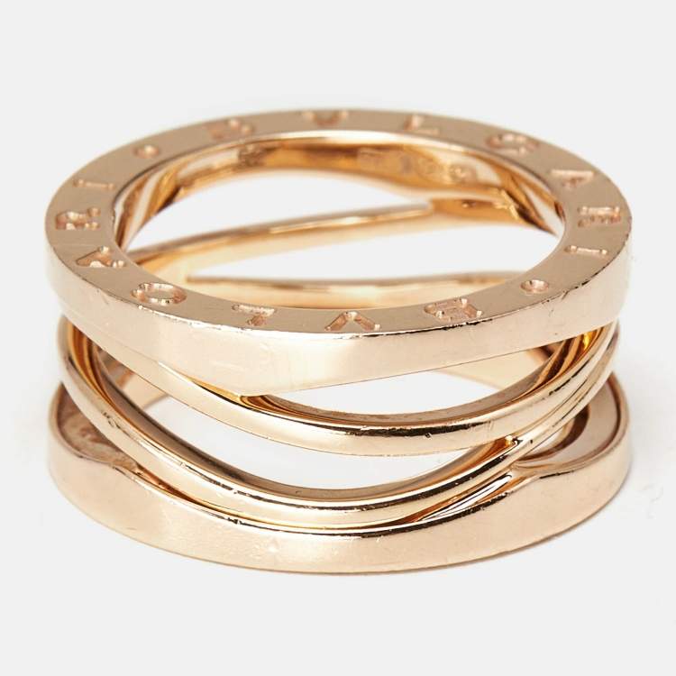 Pre Owned Bvlgari B.Zero1 Design Legend 18K Rose Gold 3-Band Ring Size 52