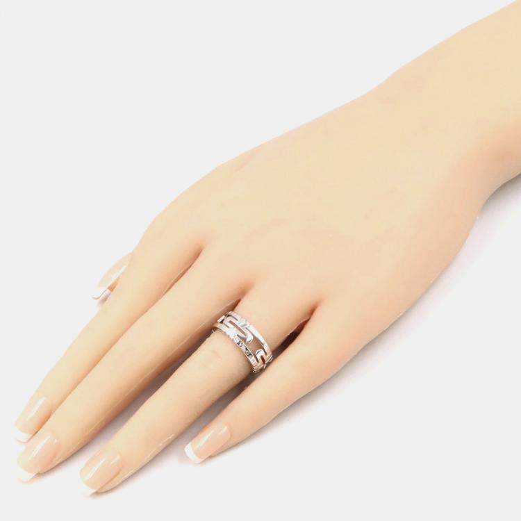 Pre Owned Bvlgari Parentesi 18K White Gold Band Ring EU 52