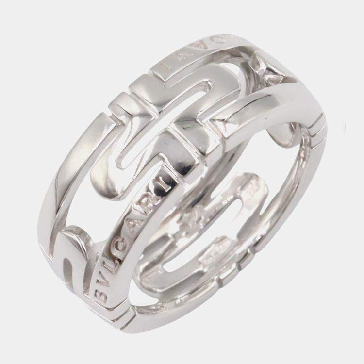 Pre Owned Bvlgari Parentesi 18K White Gold Band Ring EU 52