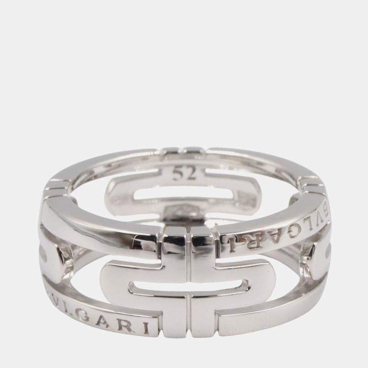 Pre Owned Bvlgari Parentesi 18K White Gold Band Ring EU 52