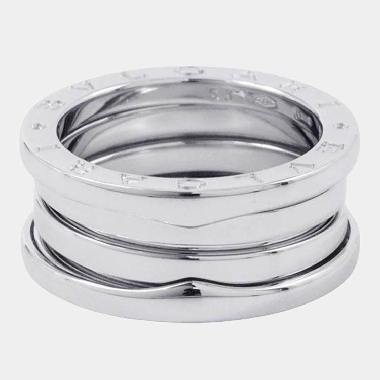 Pre Owned Bvlgari B.Zero1 18K White Gold Band Ring EU 53
