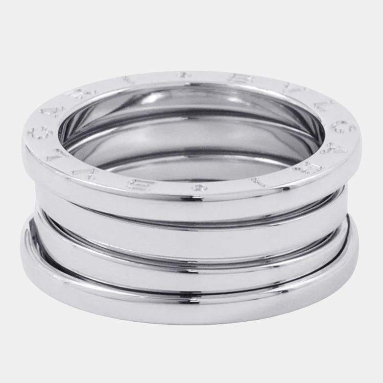 Pre Owned Bvlgari B.Zero1 18K White Gold Band Ring EU 53