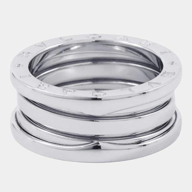 Pre Owned Bvlgari B.Zero1 18K White Gold Band Ring EU 53