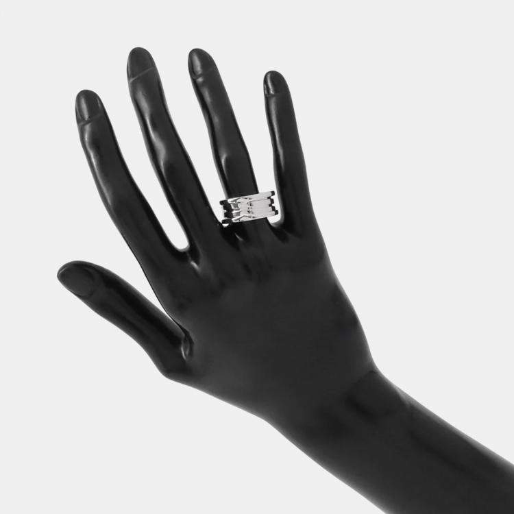 Pre Owned Bvlgari B.Zero1 18K White Gold Band Ring EU 53