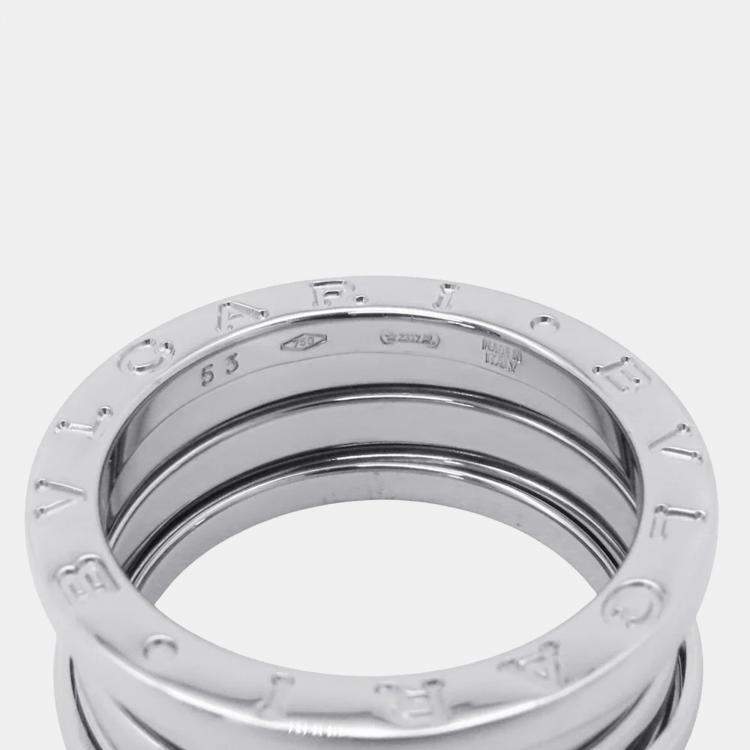 Pre Owned Bvlgari B.Zero1 18K White Gold Band Ring EU 53