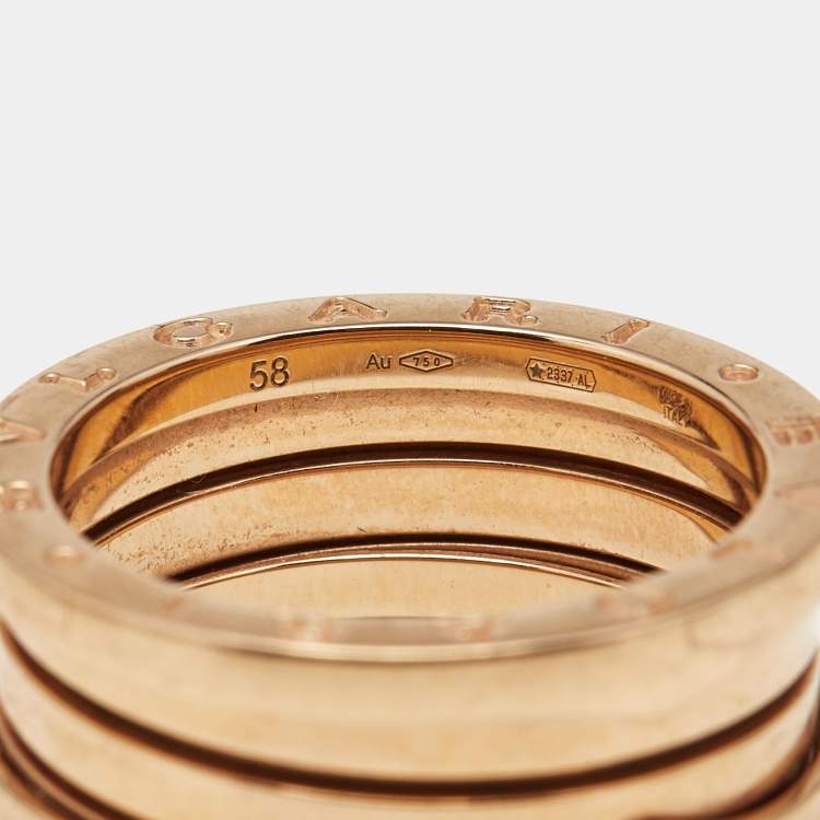 Pre Owned Bvlgari B.Zero1 3-Band 18k Rose Gold Ring Size 58