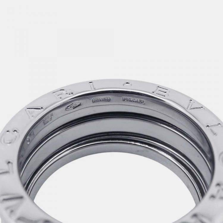 Pre Owned Bvlgari B.Zero1 18K White Gold Band Ring EU 51