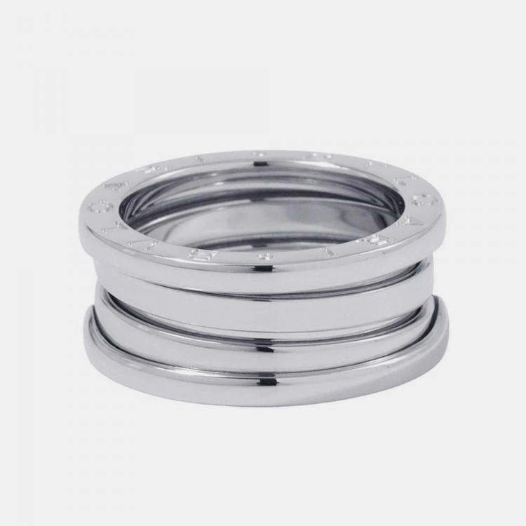 Pre Owned Bvlgari B.Zero1 18K White Gold Band Ring EU 51