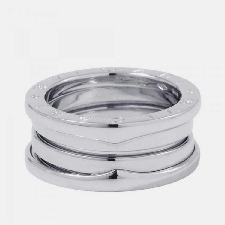Pre Owned Bvlgari B.Zero1 18K White Gold Band Ring EU 51