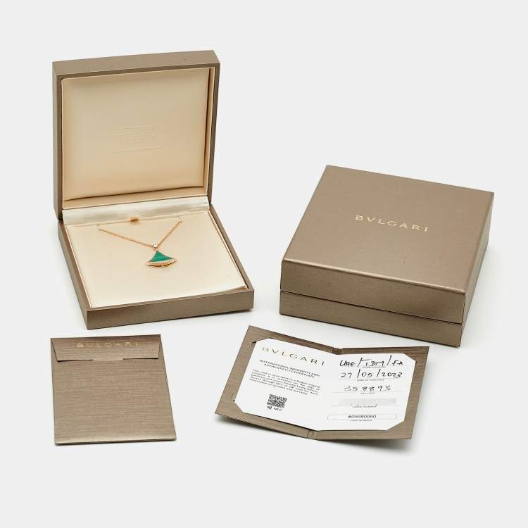 Pre Owned Bvlgari Divas’ Dream Malachite Diamond 18k Rose Gold Necklace